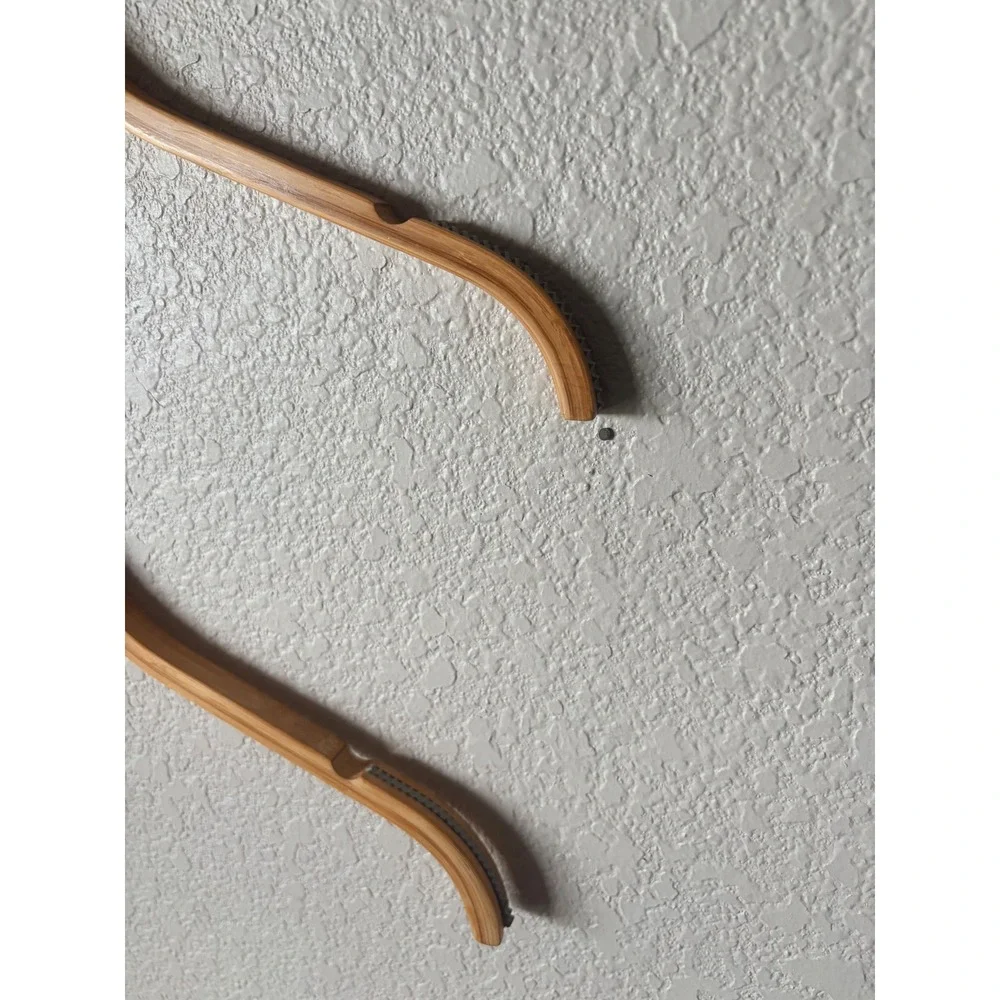 Rise Bamboo Wood Clothing Hangers Set of 2 Natural Brown with Non-Slip‎ Grips